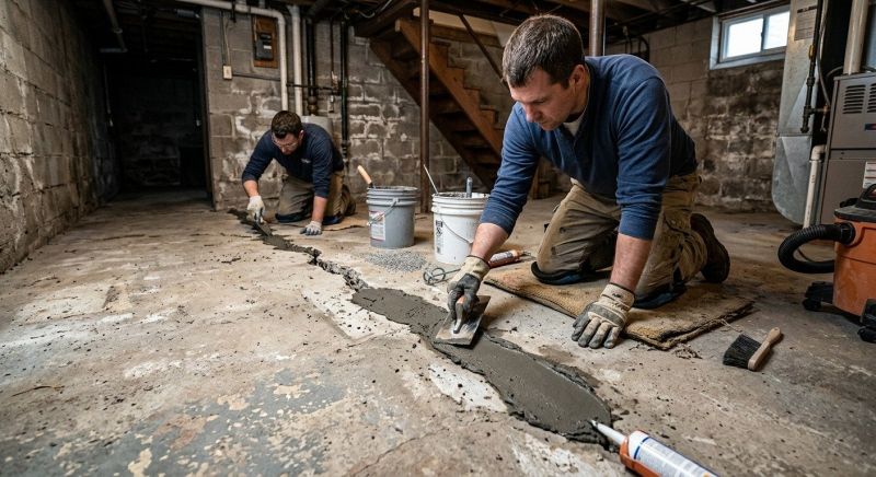 Cracked Basement Floor Repair in Greenville, SC